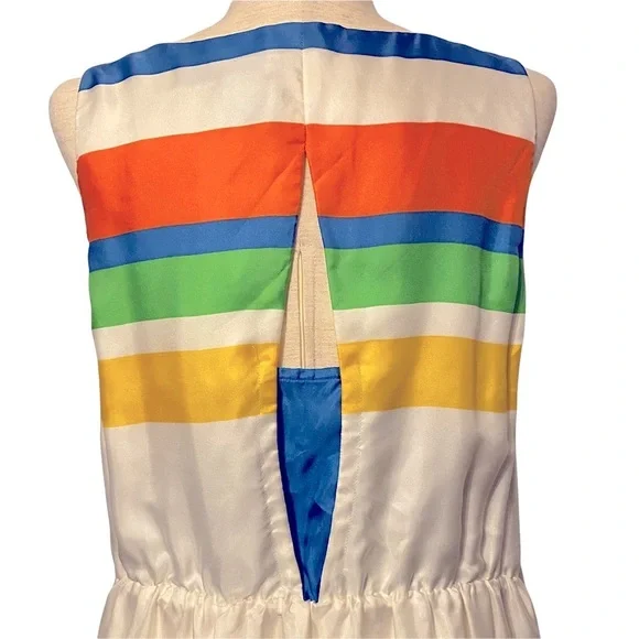 Anthropologie Girls From Savoy Essential Stripes Silk Dress Size 12 - Picture 5 of 9